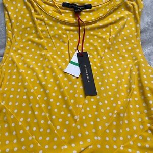Cynthia Steffe Yellow and White Polka Dot Tank Top